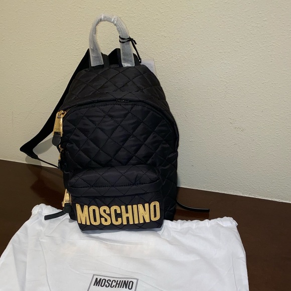 Moschino Black Diamond Quilted logo backpack New!💕 - Picture 4 of 14
